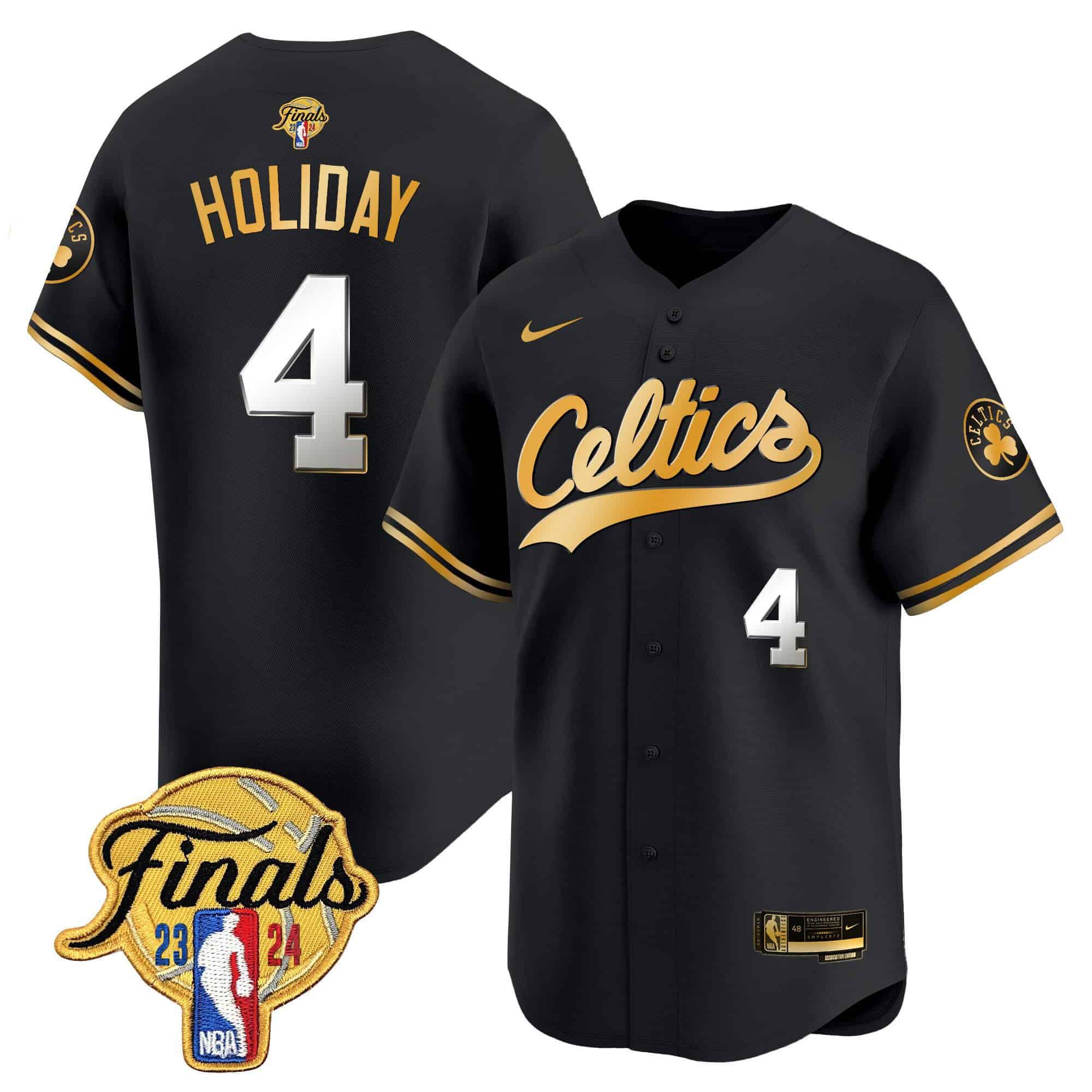 Men Boston Celtics #4 Holiday Black 2024 Nike Finals Patch Baseball NBA Jersey->->NBA Jersey